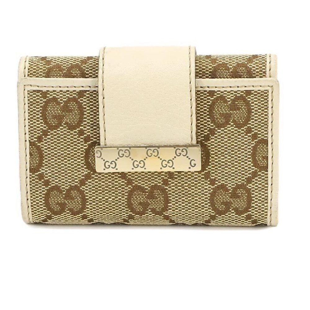 Gucci Authentic GG Canvas 6 Key Case Cream Leather Interior & Trim. MA75